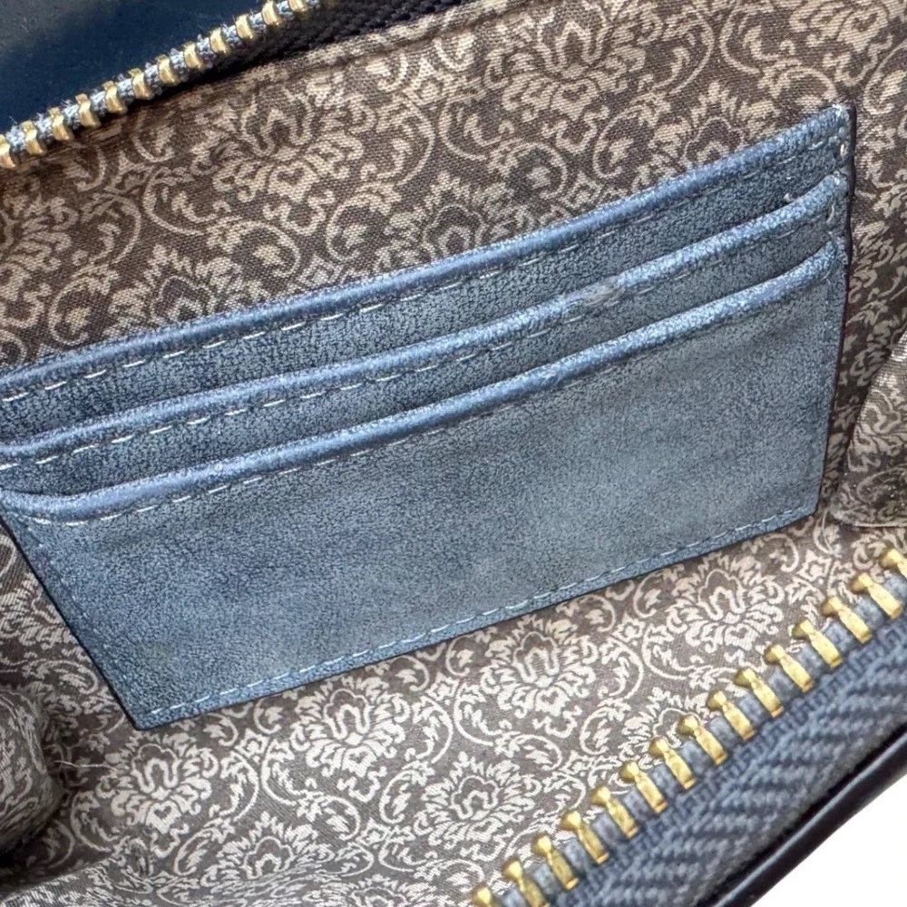 Joy Susan Blue Vegan Leather Crossbody Wallet Bag Adjustable Strap